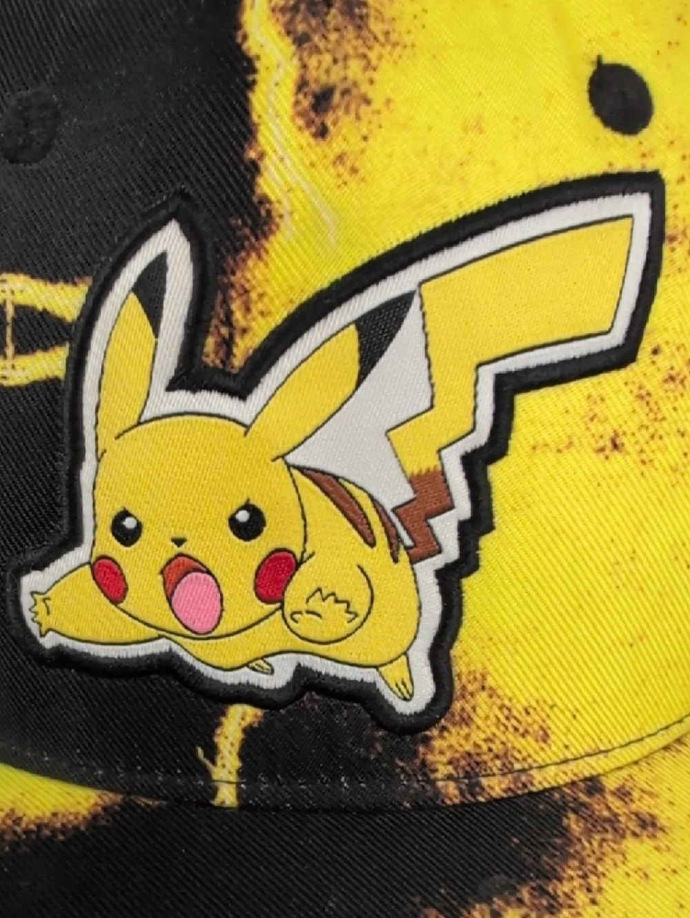 Pokemon Pikachu Tie Dye Lightning Bolt Snapback Hat - Black & Yellow Bioworld​